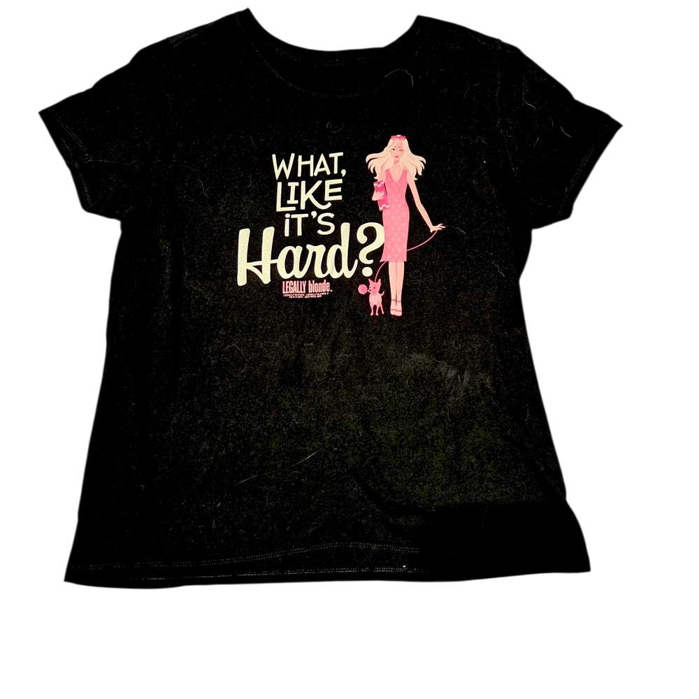 Black Graphic Tee with Pink Design